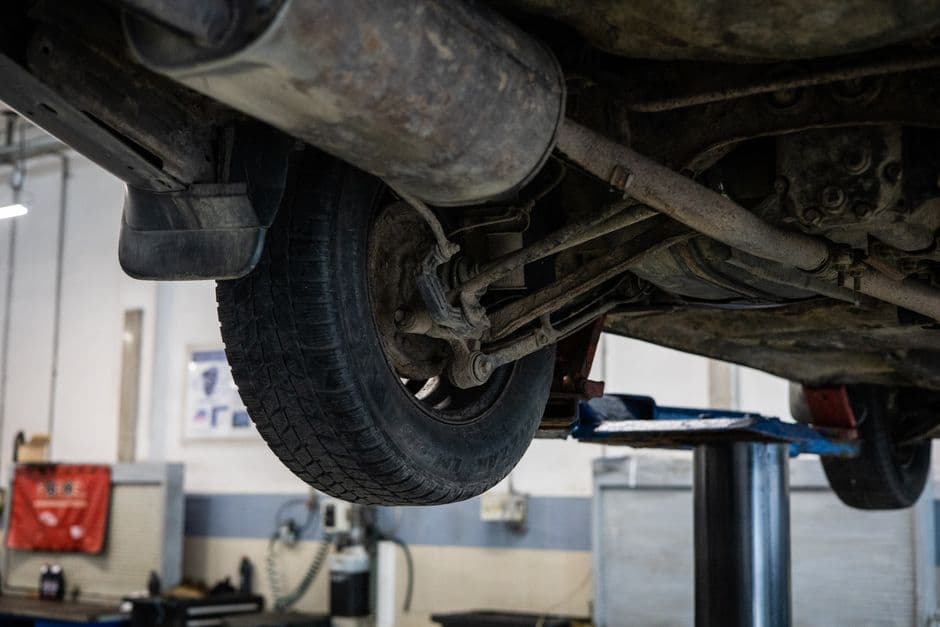 Close-up of a tire area in a service station for puncture repair and maintenance near Grantville PA.