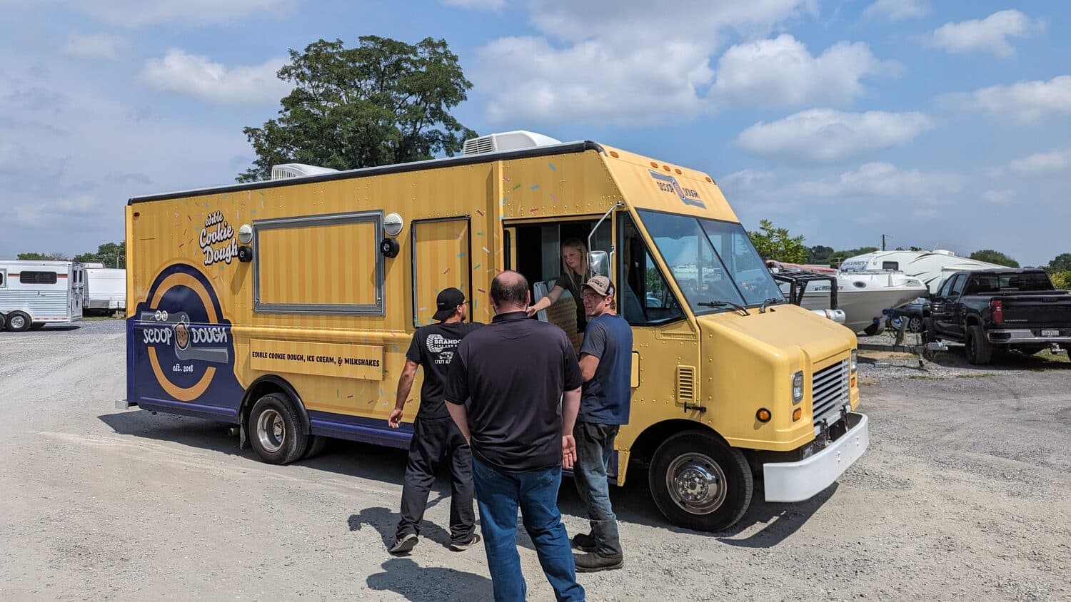 The NextGen AutoWorks team servicing a Scoop Dough food truck in Grantville, PA