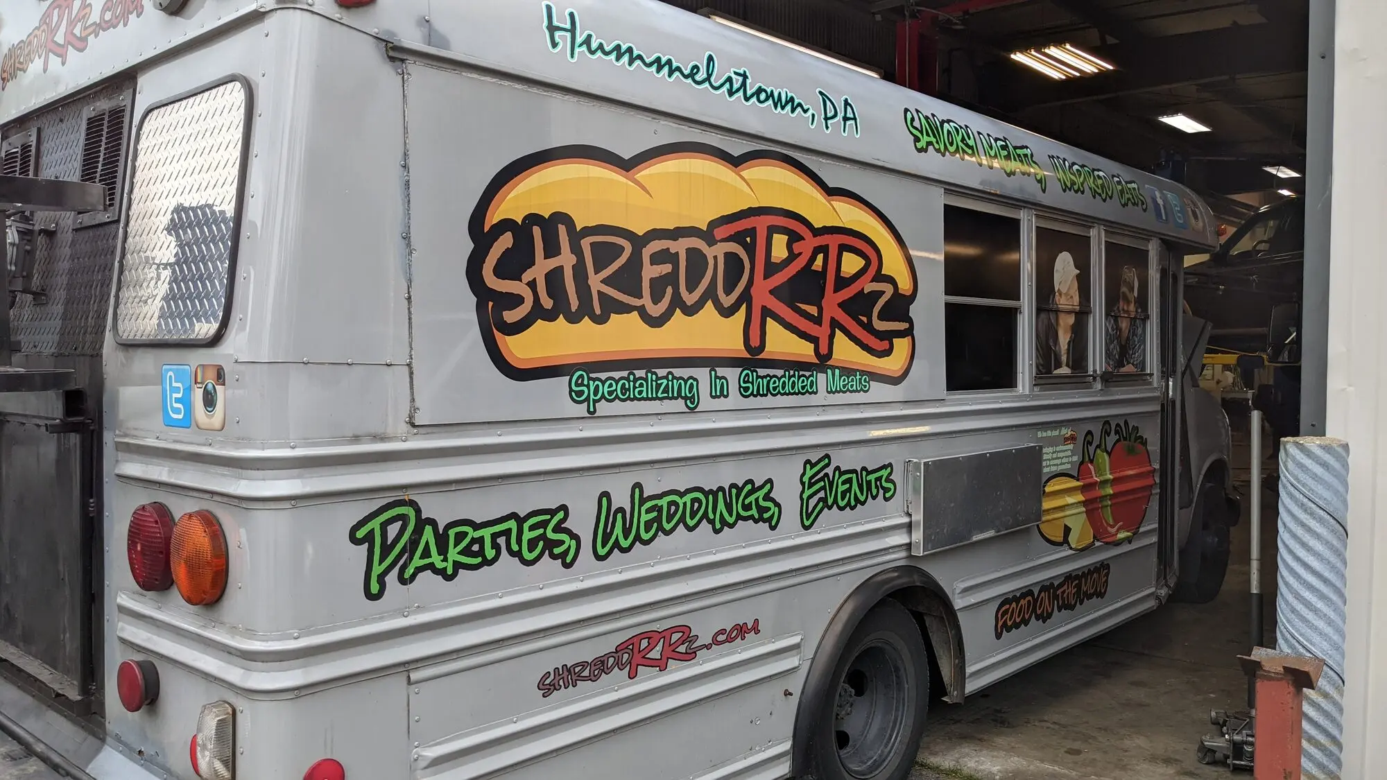 A food truck in the service bay at NextGen AutoWorks in Grantville, PA